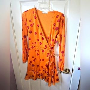 Orange & red floral poppy dress